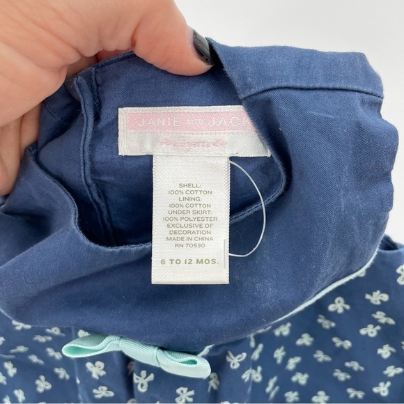 Janie and Jack Blue Layette Sleeveless Classic 6- 12 month dress - Picture 4 of 9